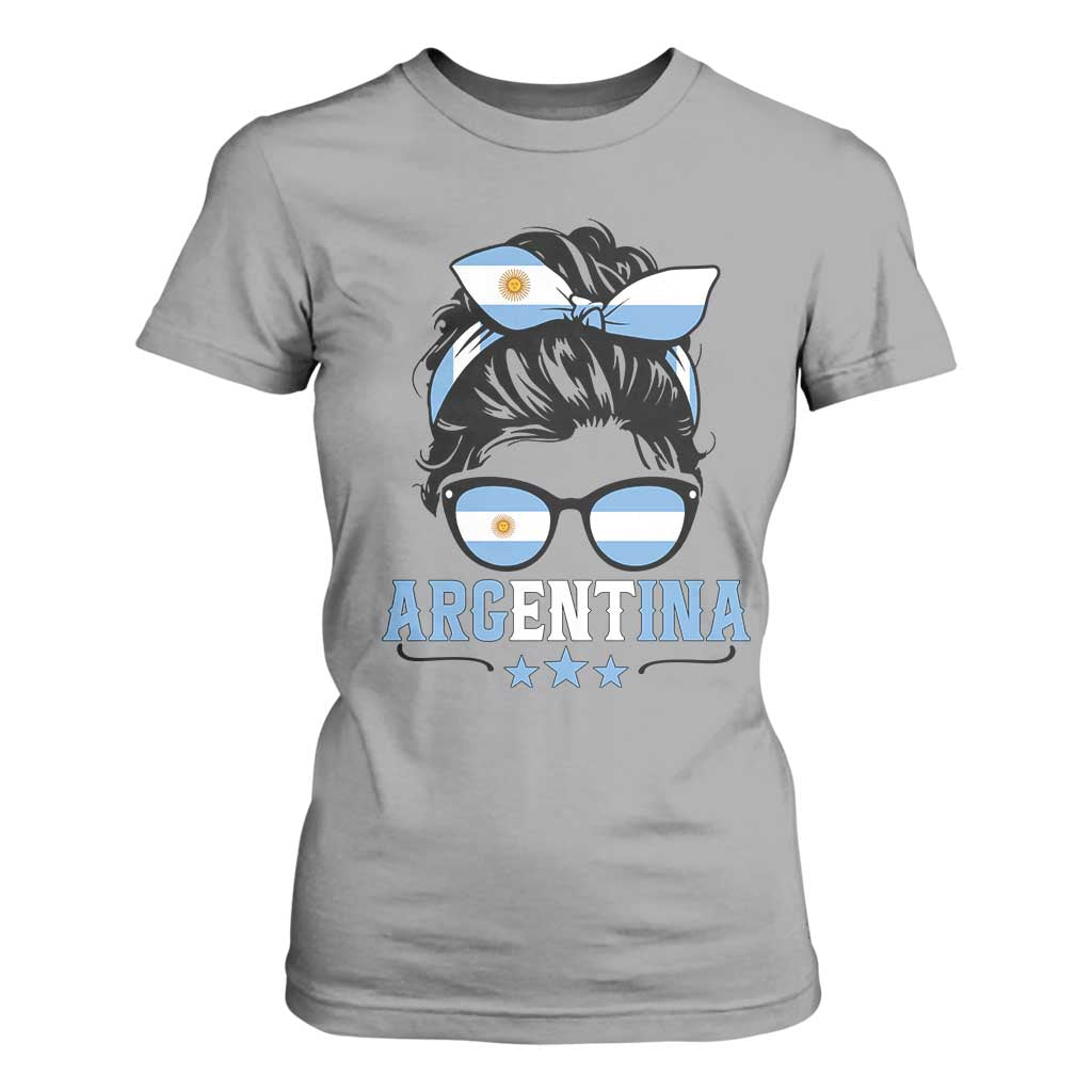 Argentina Messy Bun Proud Argentinian Flag T Shirt For Women TS14 Sport Gray Print Your Wear