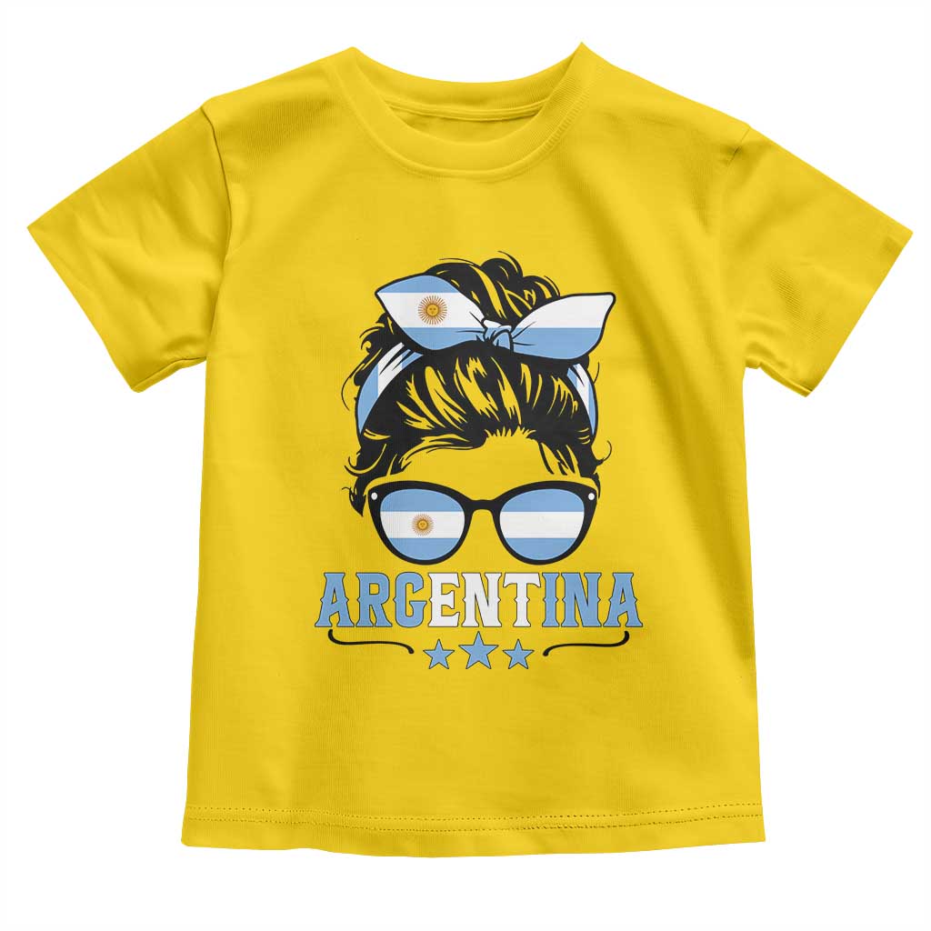 Argentina Messy Bun Proud Argentinian Flag Toddler T Shirt TS14 Daisy Print Your Wear
