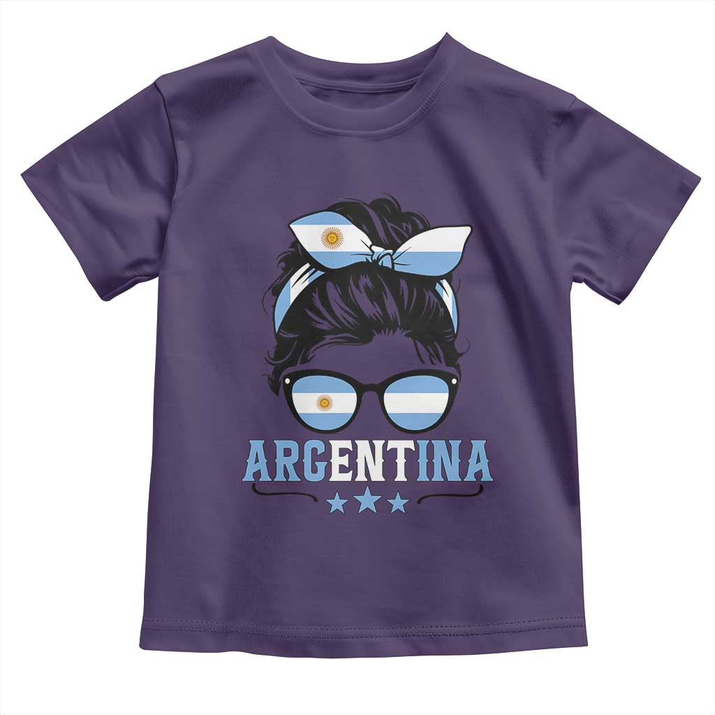 Argentina Messy Bun Proud Argentinian Flag Toddler T Shirt TS14 Purple Print Your Wear