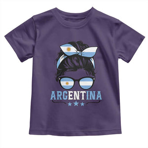 Argentina Messy Bun Proud Argentinian Flag Toddler T Shirt TS14 Purple Print Your Wear