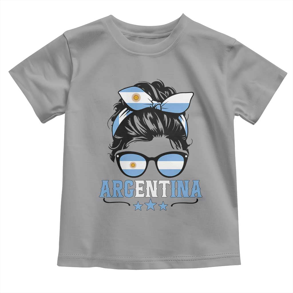 Argentina Messy Bun Proud Argentinian Flag Toddler T Shirt TS14 Sport Gray Print Your Wear