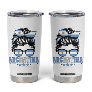 Argentina Messy Bun Proud Argentinian Flag Tumbler Cup TS14 White Print Your Wear