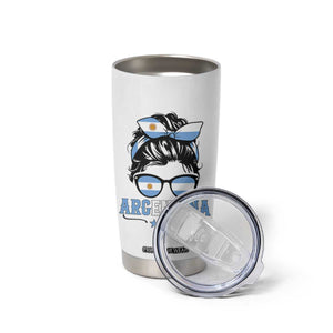 Argentina Messy Bun Proud Argentinian Flag Tumbler Cup TS14 Print Your Wear