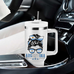 Argentina Messy Bun Proud Argentinian Flag Tumbler With Handle TS14 Print Your Wear