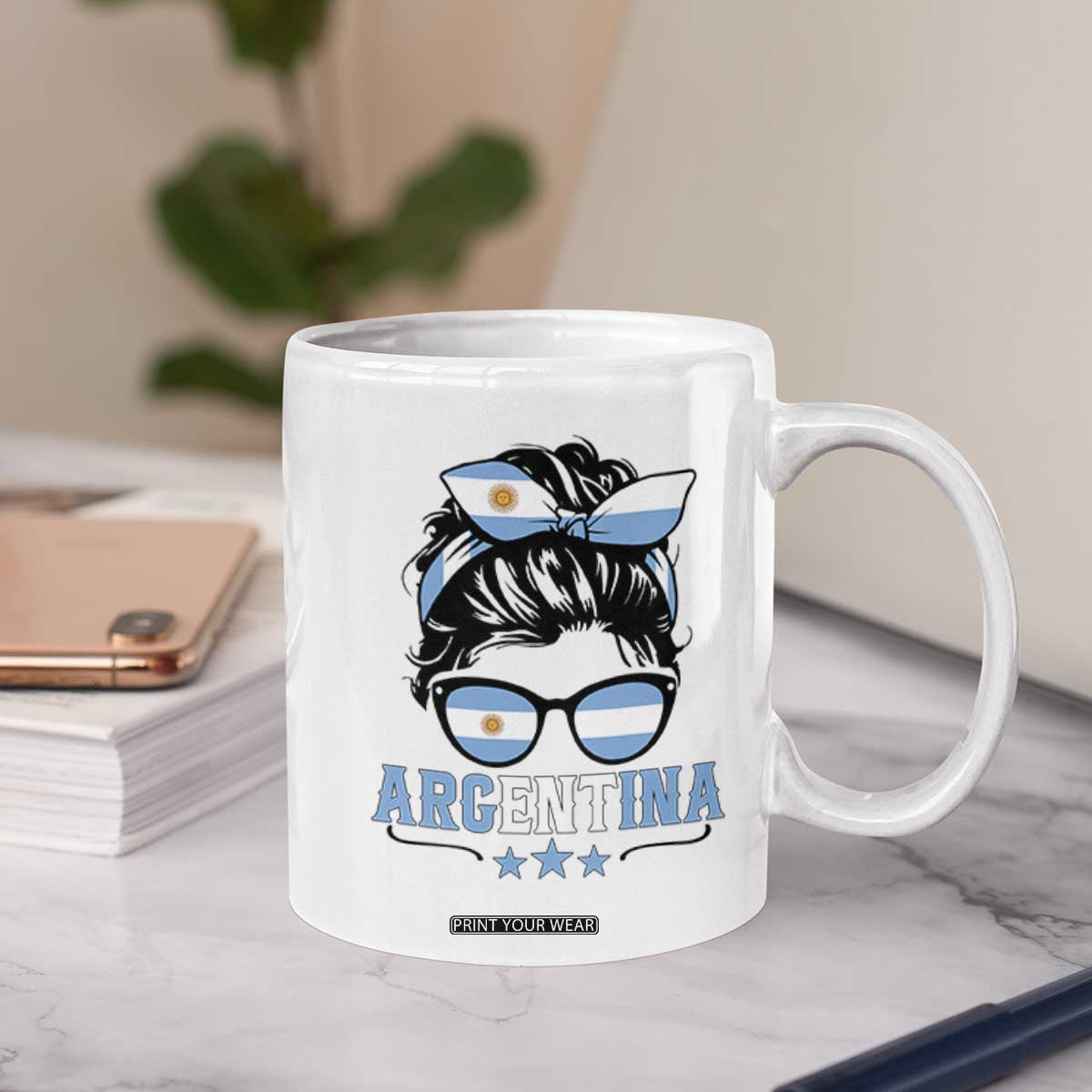 Argentina Messy Bun Proud Argentinian Flag Coffee Mug TS14 Print Your Wear
