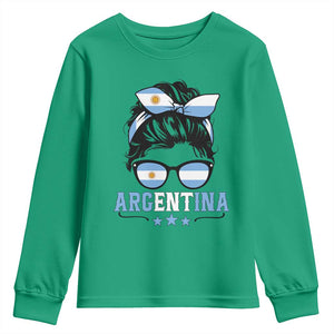 Argentina Messy Bun Proud Argentinian Flag Youth Sweatshirt TS14 Irish Green Print Your Wear