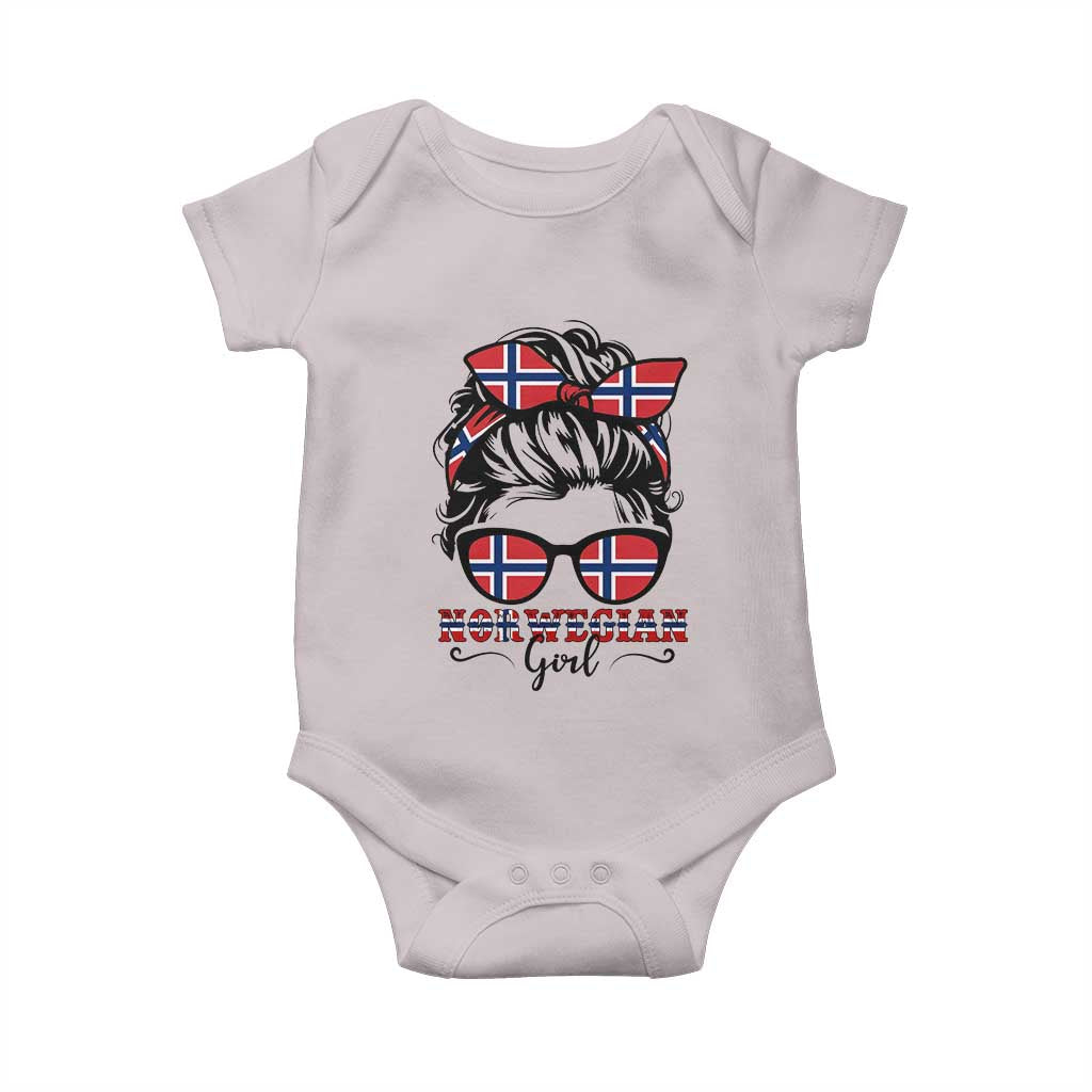 Norway Messy Bun Girl Norwegian Flag Baby Onesie TS14 Ice Gray Print Your Wear