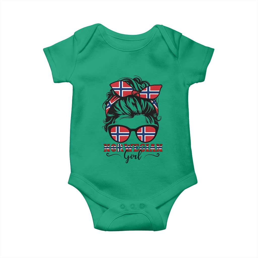 Norway Messy Bun Girl Norwegian Flag Baby Onesie TS14 Irish Green Print Your Wear