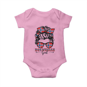 Norway Messy Bun Girl Norwegian Flag Baby Onesie TS14 Light Pink Print Your Wear