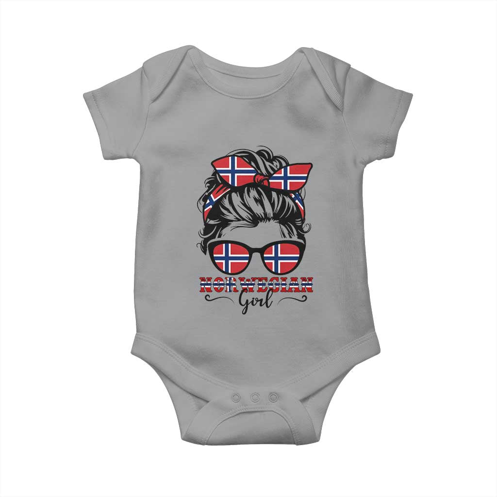 Norway Messy Bun Girl Norwegian Flag Baby Onesie TS14 Sport Gray Print Your Wear