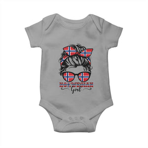 Norway Messy Bun Girl Norwegian Flag Baby Onesie TS14 Sport Gray Print Your Wear