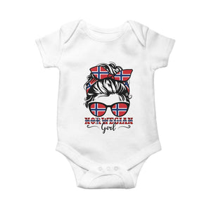 Norway Messy Bun Girl Norwegian Flag Baby Onesie TS14 White Print Your Wear