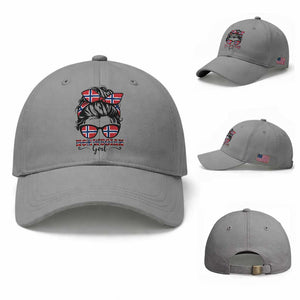 Norway Messy Bun Girl Norwegian Flag Baseball Cap TS14 Baseball Cap Universal Fit Sport Gray Print Your Wear