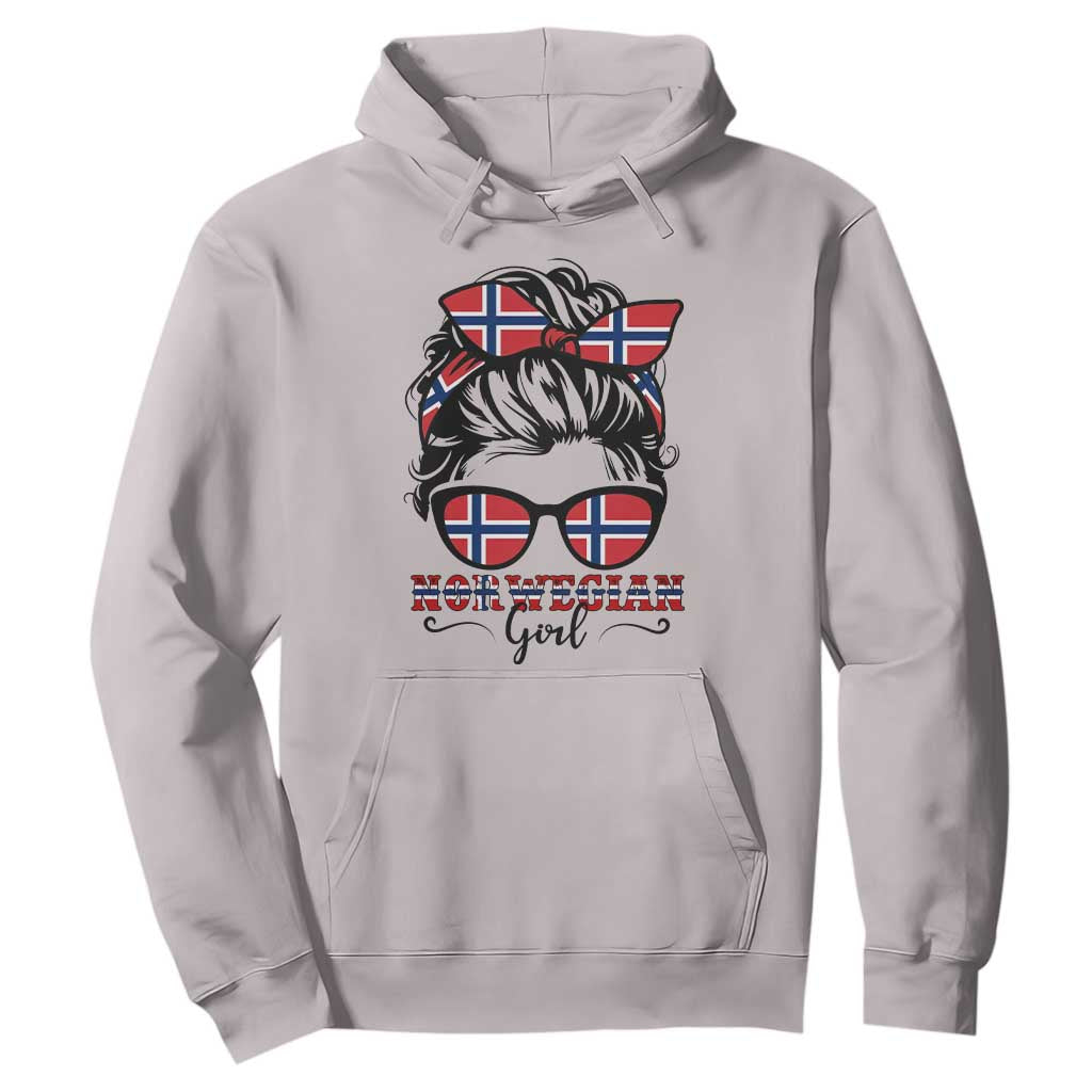 Norway Messy Bun Girl Norwegian Flag Hoodie TS14 S Ice Gray Print Your Wear