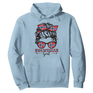 Norway Messy Bun Girl Norwegian Flag Hoodie TS14 Light Blue Print Your Wear