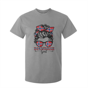Norway Messy Bun Girl Norwegian Flag T Shirt For Kid TS14 Sport Gray Print Your Wear