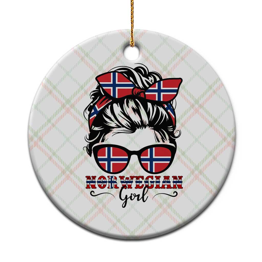 Norway Messy Bun Girl Norwegian Flag Ceramic Ornament TS14 1pc Christmas Plaid Print Your Wear