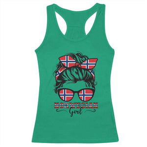 Norway Messy Bun Girl Norwegian Flag Racerback Tank Top TS14 Irish Green Print Your Wear