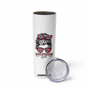 Norway Messy Bun Girl Norwegian Flag Skinny Tumbler TS14 Print Your Wear