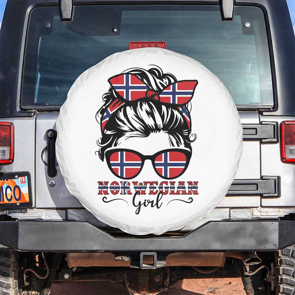 Norway Messy Bun Girl Norwegian Flag Spare Tire Cover TS14 No hole White Print Your Wear