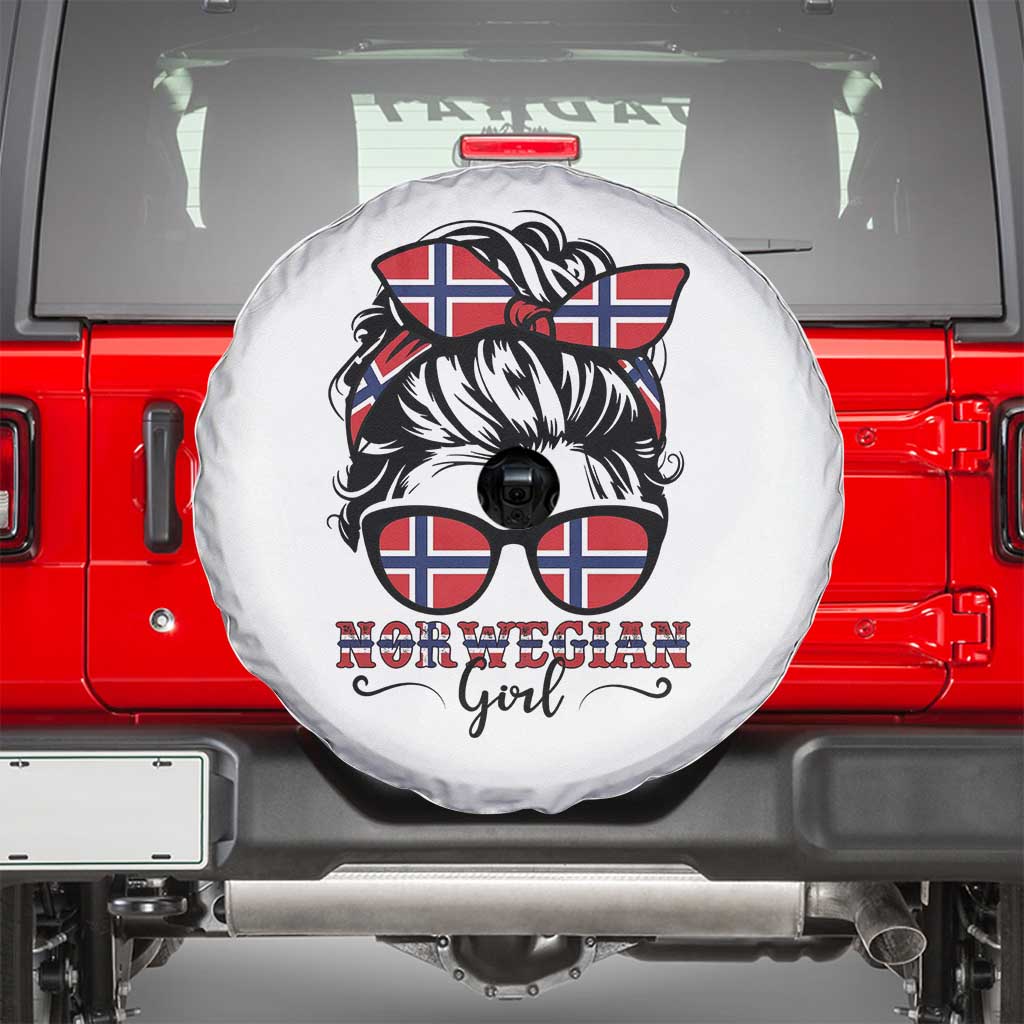 Norway Messy Bun Girl Norwegian Flag Spare Tire Cover TS14 White Print Your Wear