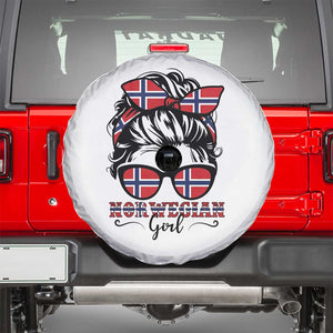 Norway Messy Bun Girl Norwegian Flag Spare Tire Cover TS14 White Print Your Wear