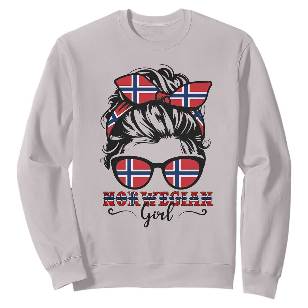 Norway Messy Bun Girl Norwegian Flag Sweatshirt TS14 S Ice Gray Print Your Wear