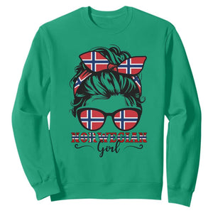 Norway Messy Bun Girl Norwegian Flag Sweatshirt TS14 Irish Green Print Your Wear
