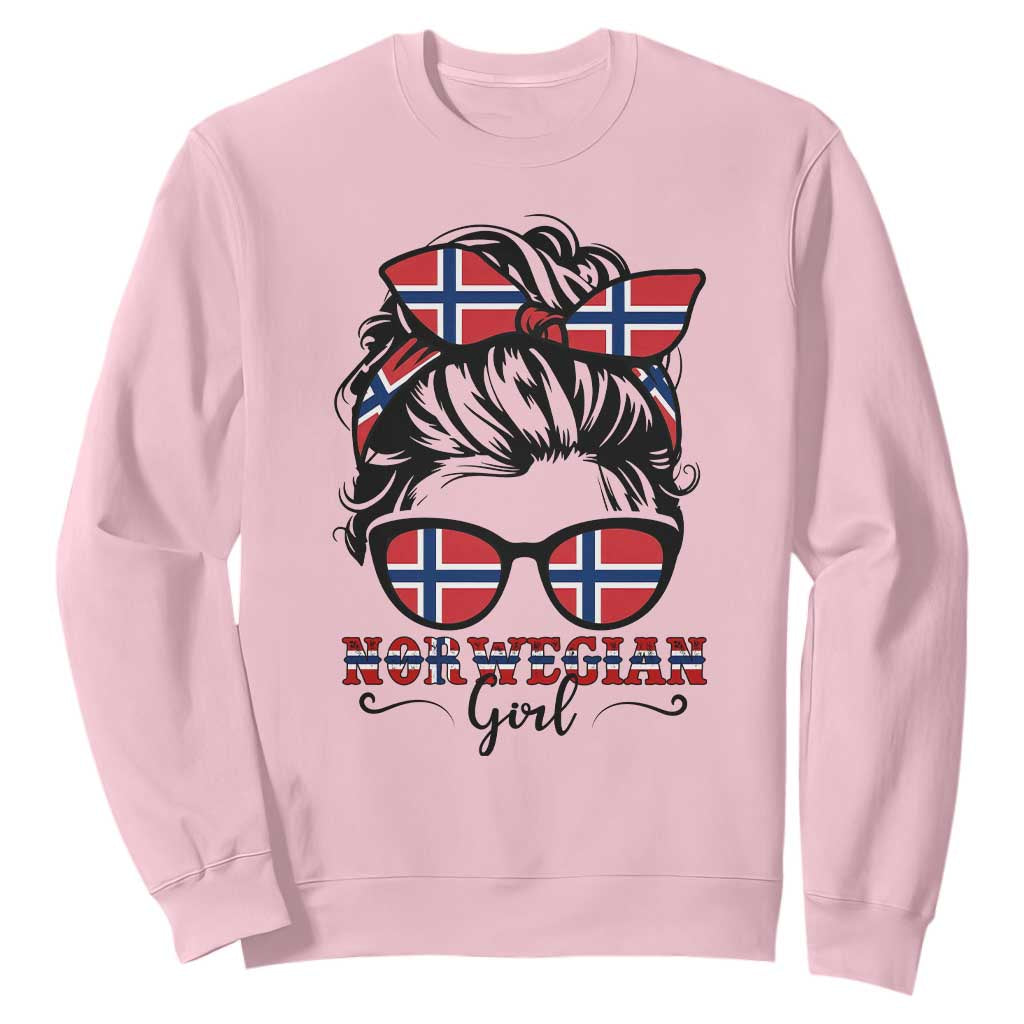 Norway Messy Bun Girl Norwegian Flag Sweatshirt TS14 Light Pink Print Your Wear