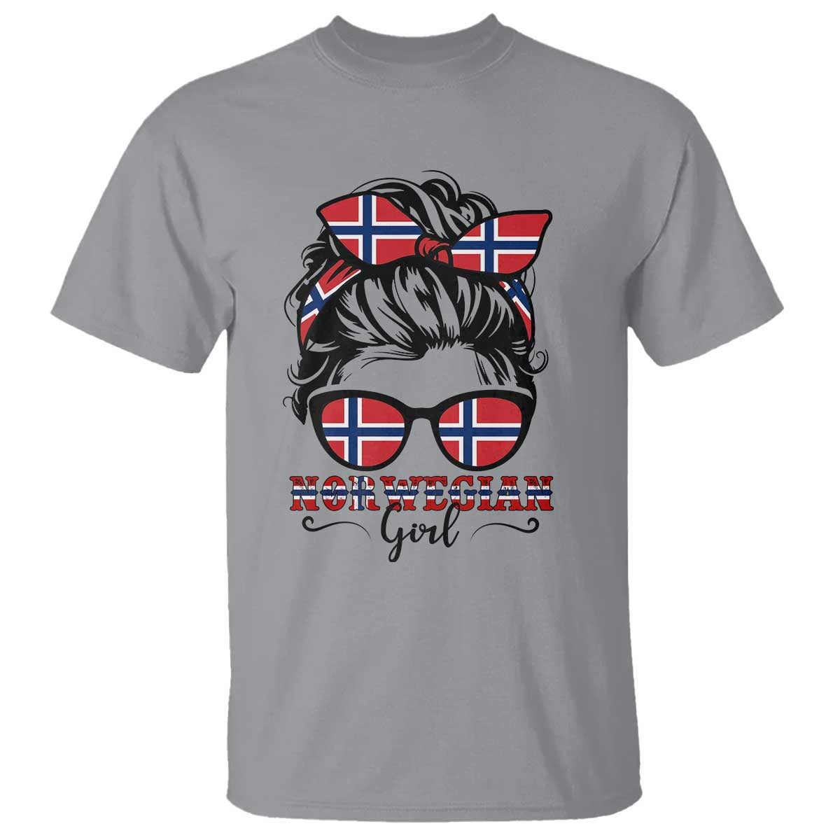 Norway Messy Bun Girl Norwegian Flag T Shirt TS14 Sport Gray Print Your Wear
