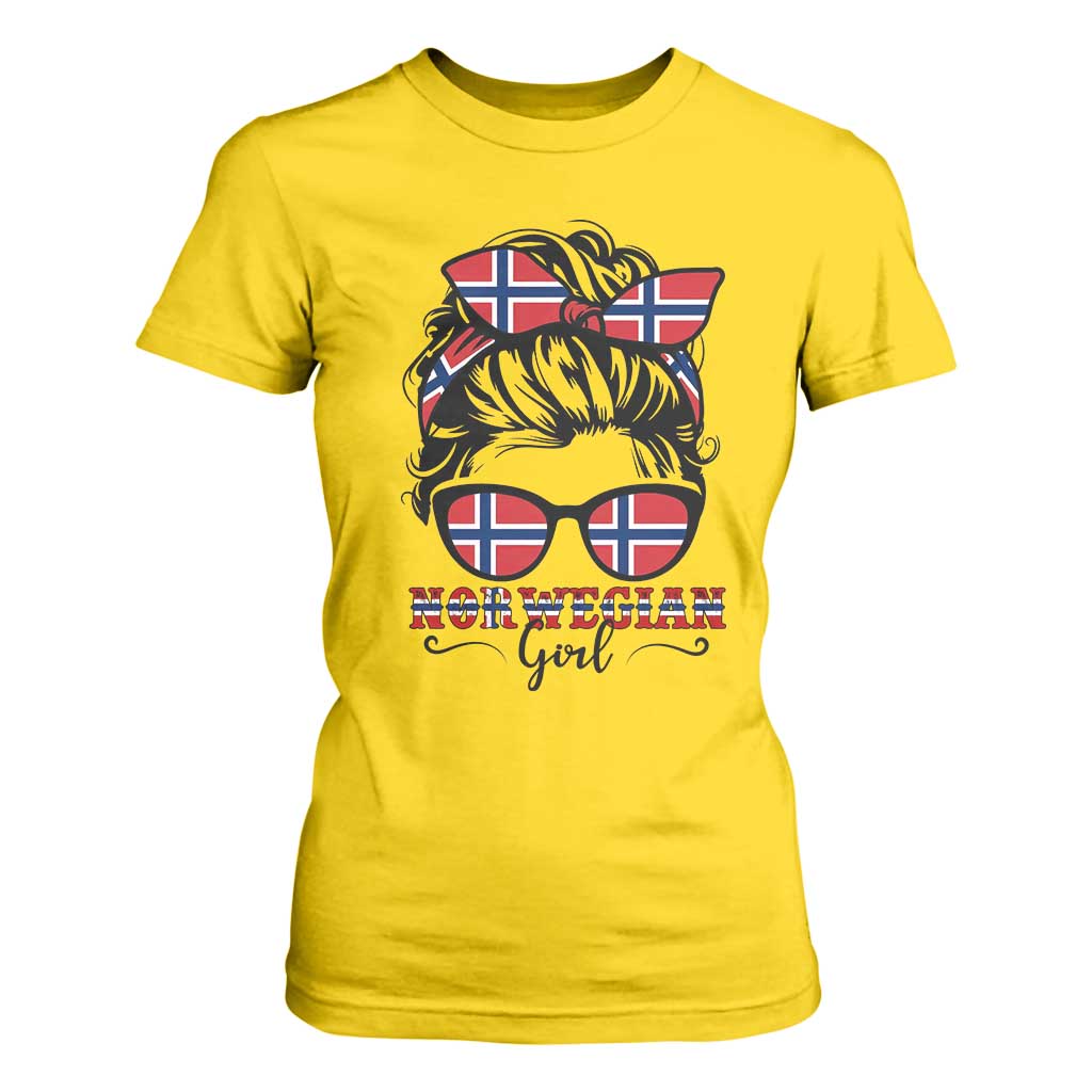 Norway Messy Bun Girl Norwegian Flag T Shirt For Women TS14 Daisy Print Your Wear