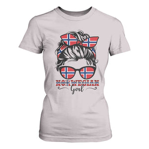 Norway Messy Bun Girl Norwegian Flag T Shirt For Women TS14 Ice Gray Print Your Wear