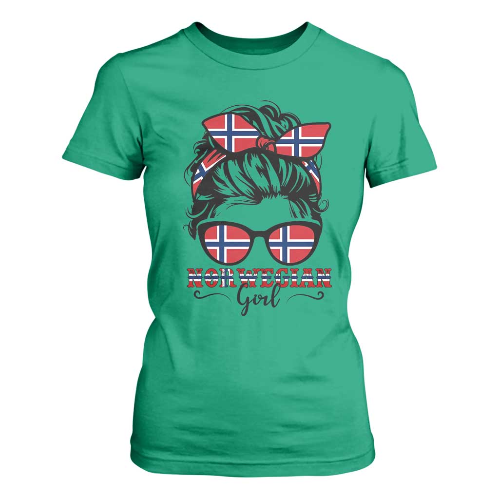 Norway Messy Bun Girl Norwegian Flag T Shirt For Women TS14 Irish Green Print Your Wear