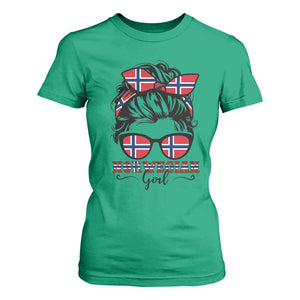 Norway Messy Bun Girl Norwegian Flag T Shirt For Women TS14 Irish Green Print Your Wear