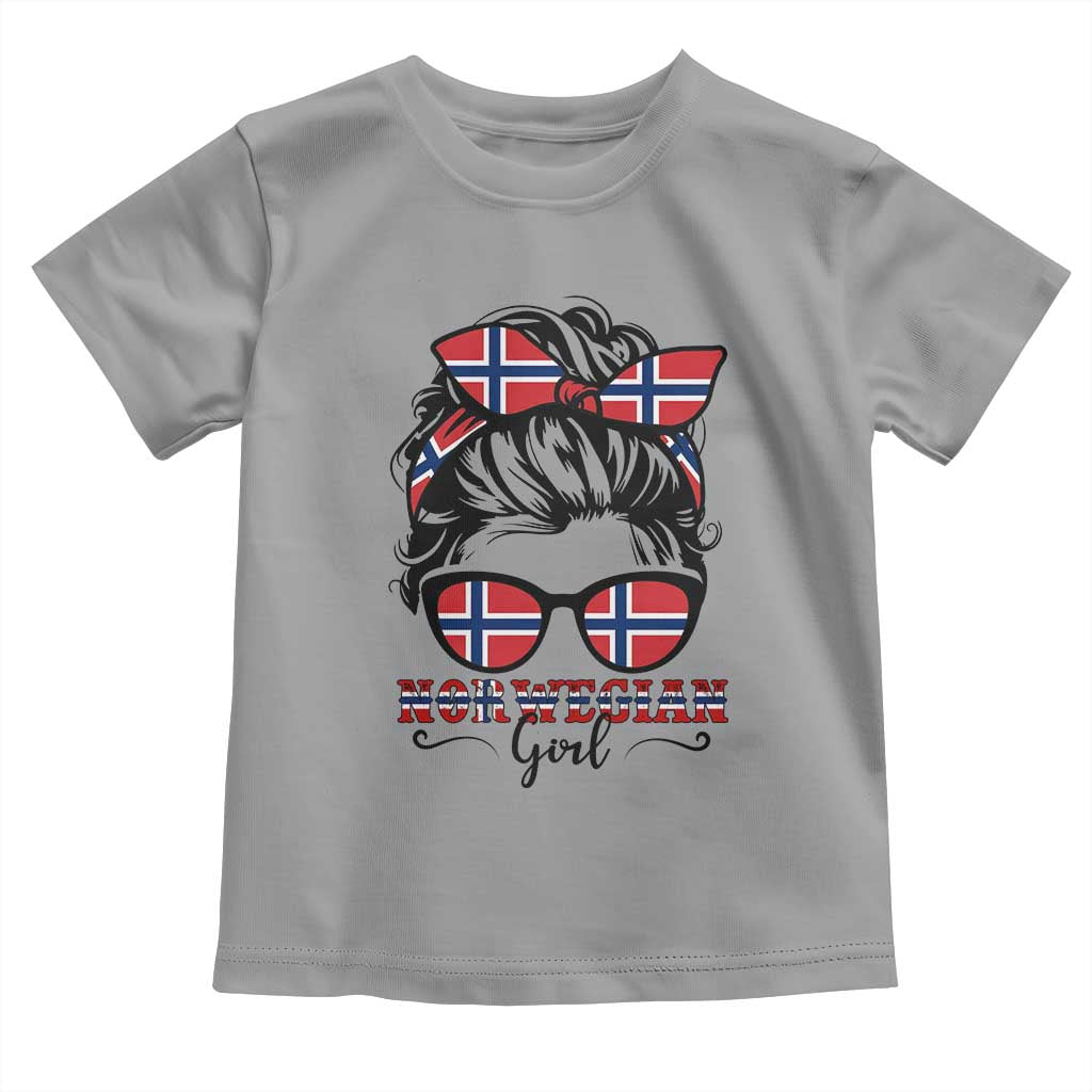 Norway Messy Bun Girl Norwegian Flag Toddler T Shirt TS14 Sport Gray Print Your Wear