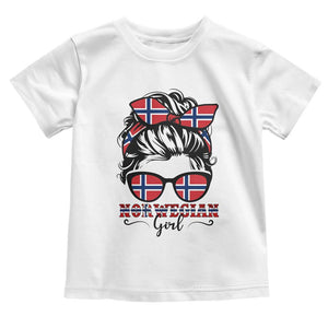 Norway Messy Bun Girl Norwegian Flag Toddler T Shirt TS14 White Print Your Wear