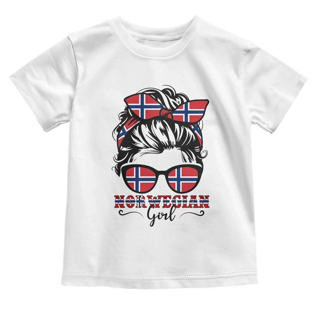 Norway Messy Bun Girl Norwegian Flag Toddler T Shirt TS14 White Print Your Wear