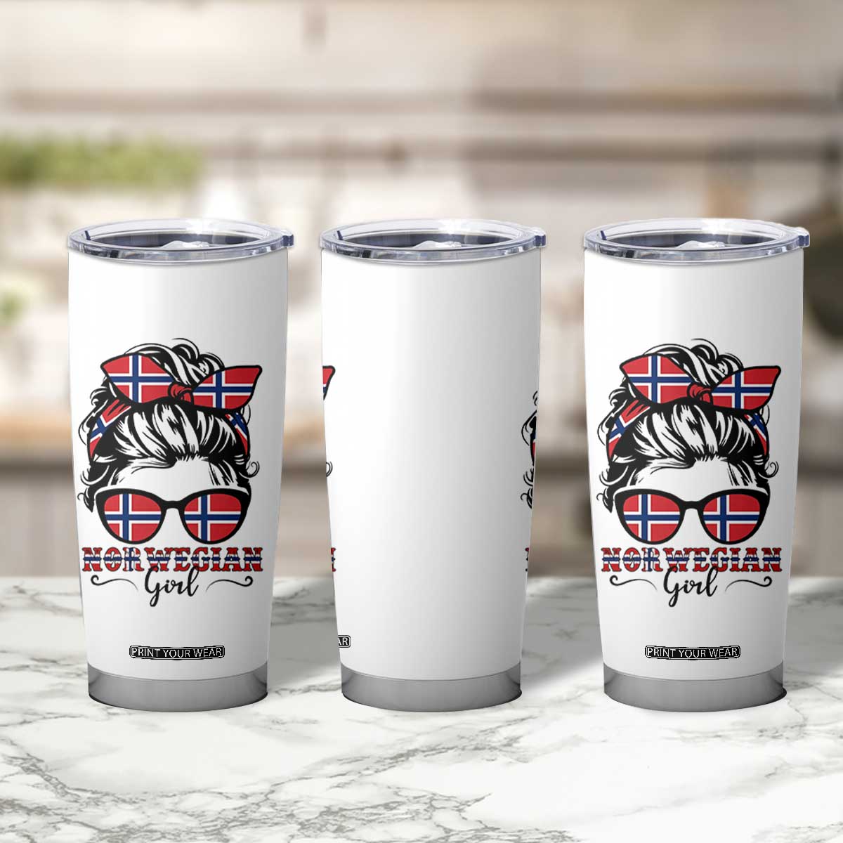 Norway Messy Bun Girl Norwegian Flag Tumbler Cup TS14 Print Your Wear