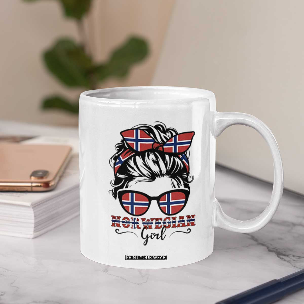 Norway Messy Bun Girl Norwegian Flag Coffee Mug TS14 Print Your Wear