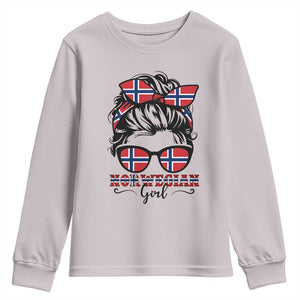 Norway Messy Bun Girl Norwegian Flag Youth Sweatshirt TS14 Ice Gray Print Your Wear