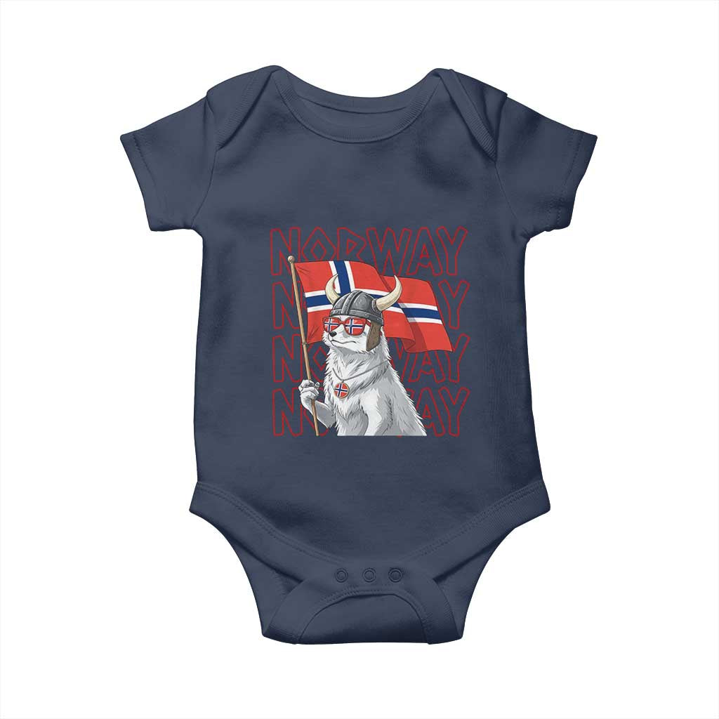 Norwegian Forest Cat Norway Flag Norge Pride Baby Onesie TS14 Navy Print Your Wear