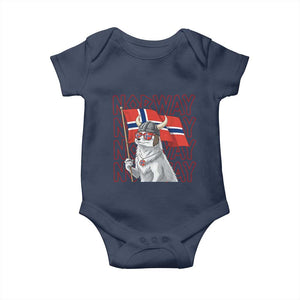 Norwegian Forest Cat Norway Flag Norge Pride Baby Onesie TS14 Navy Print Your Wear