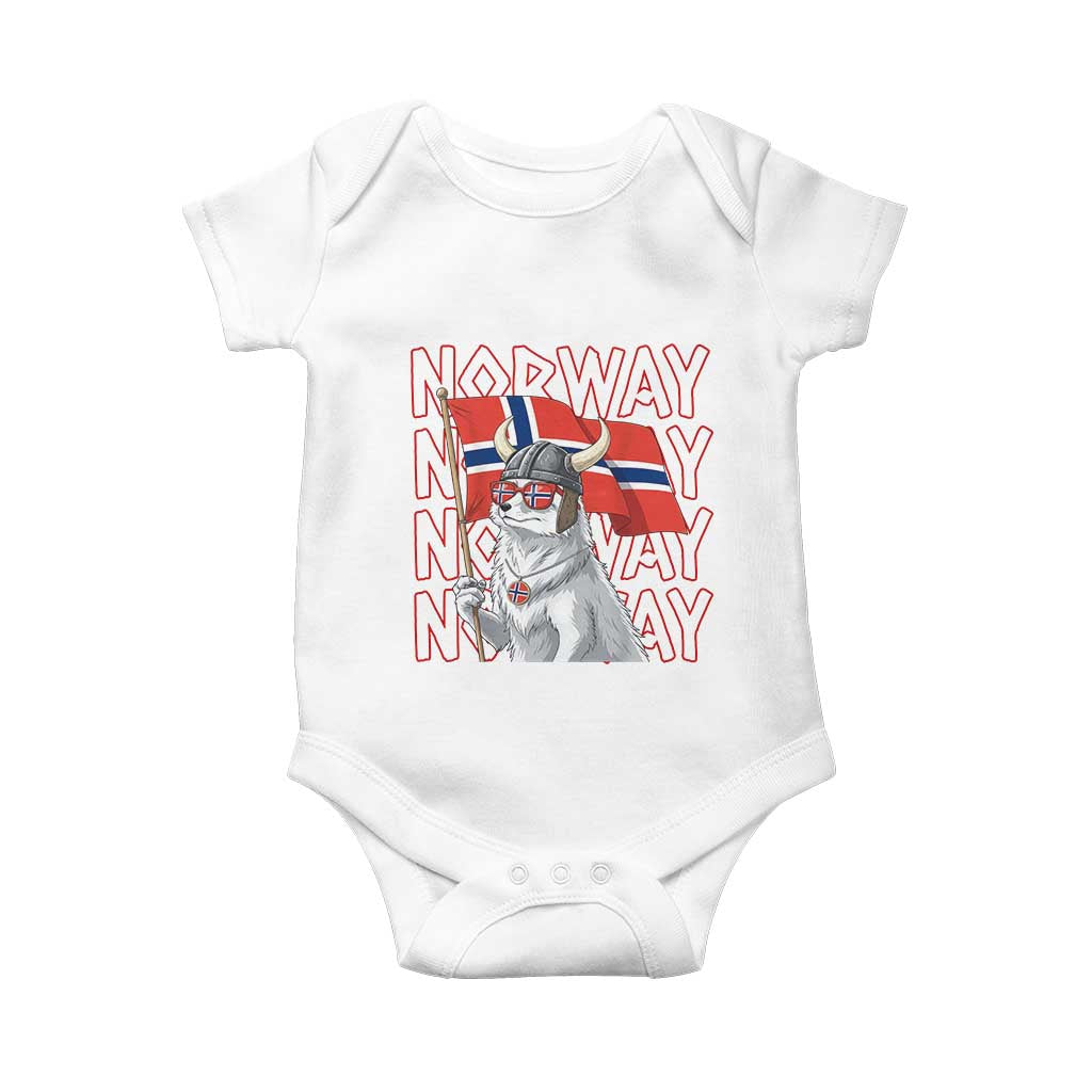 Norwegian Forest Cat Norway Flag Norge Pride Baby Onesie TS14 White Print Your Wear