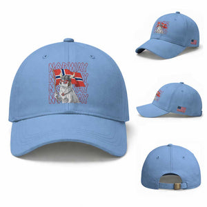 Norwegian Forest Cat Norway Flag Norge Pride Baseball Cap TS14 Baseball Cap Universal Fit Light Blue Print Your Wear