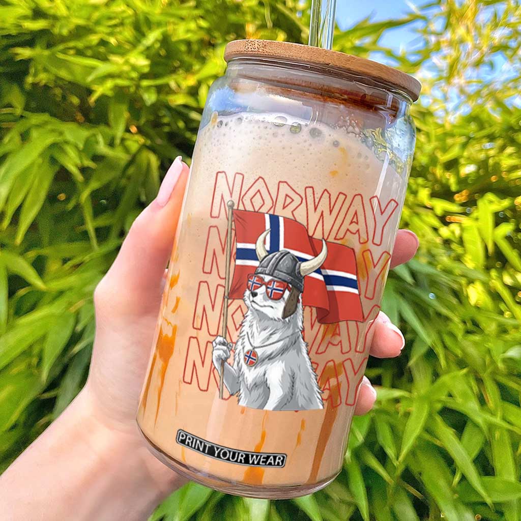 Norwegian Forest Cat Norway Flag Norge Pride Glass Can TS14 White Print Your Wear