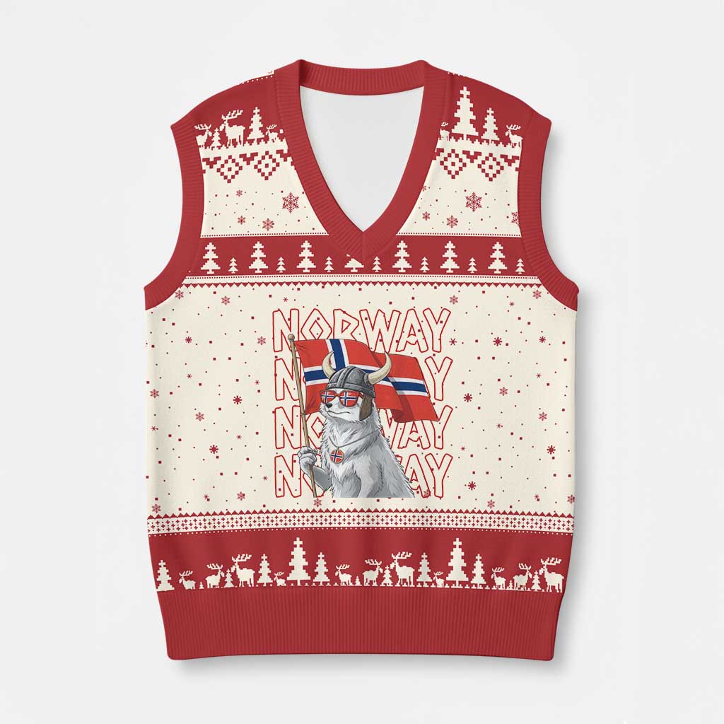 Norwegian Forest Cat Norway Flag Norge Pride V-Neck Knit Sweater Vest TS14 Beige Red Print Your Wear