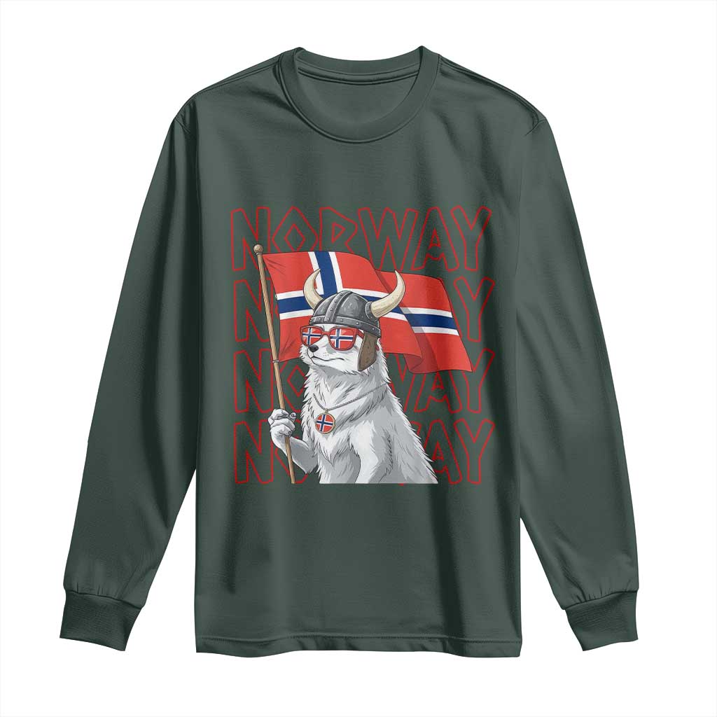 Norwegian Forest Cat Norway Flag Norge Pride Long Sleeve Shirt TS14 Dark Forest Green Print Your Wear