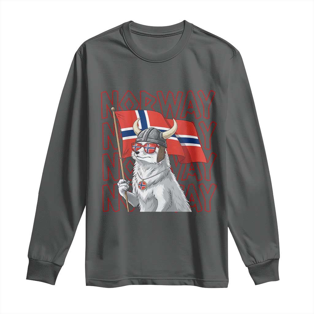 Norwegian Forest Cat Norway Flag Norge Pride Long Sleeve Shirt TS14 Dark Heather Print Your Wear