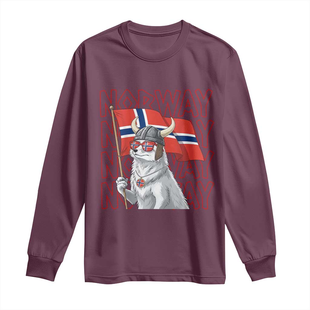 Norwegian Forest Cat Norway Flag Norge Pride Long Sleeve Shirt TS14 Maroon Print Your Wear