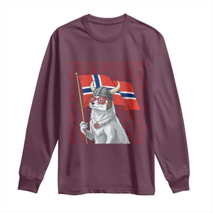 Norwegian Forest Cat Norway Flag Norge Pride Long Sleeve Shirt TS14 Maroon Print Your Wear